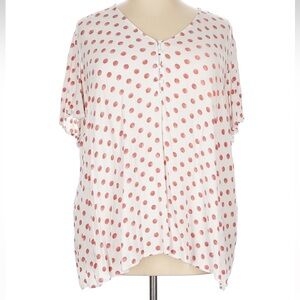 Lane Bryant White Short Sleeve Blouse with Red Polka Dots Women’s Plus Size 28